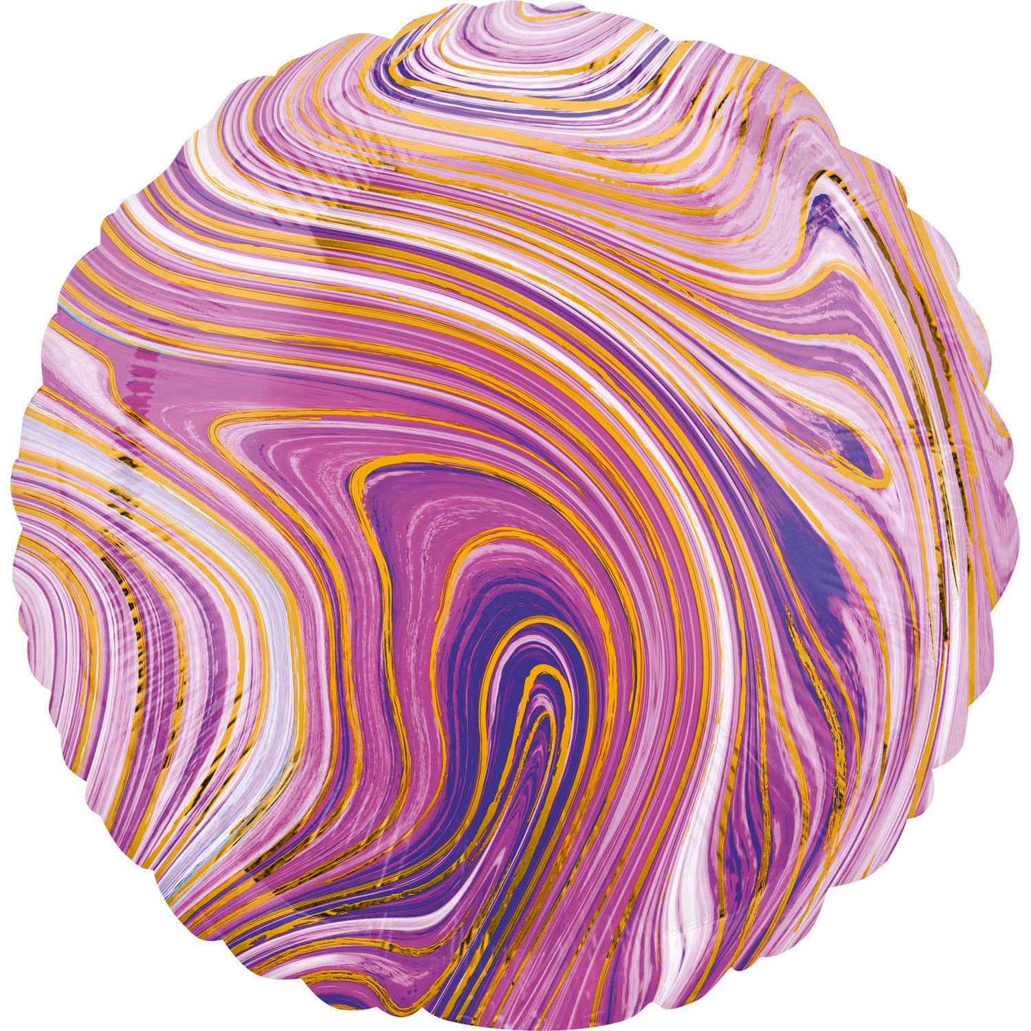 Balon foliowy - Okrągły Marble fioletowy / 43 cm