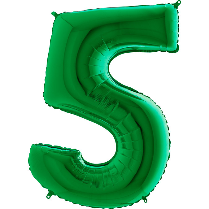 Balon foliowy zielona cyfra "5" / 102 cm