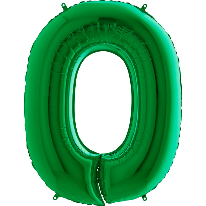 Balon foliowy zielona cyfra "0" / 102 cm