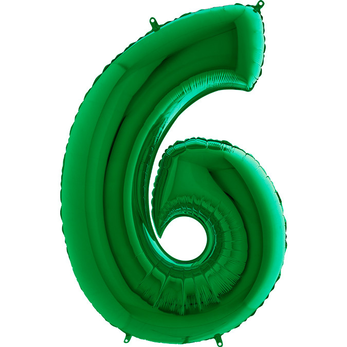 Balon foliowy zielona cyfra "6" / 102 cm