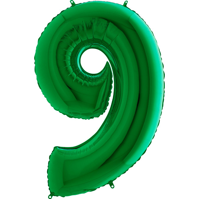 Balon foliowy zielona cyfra "9" / 102 cm