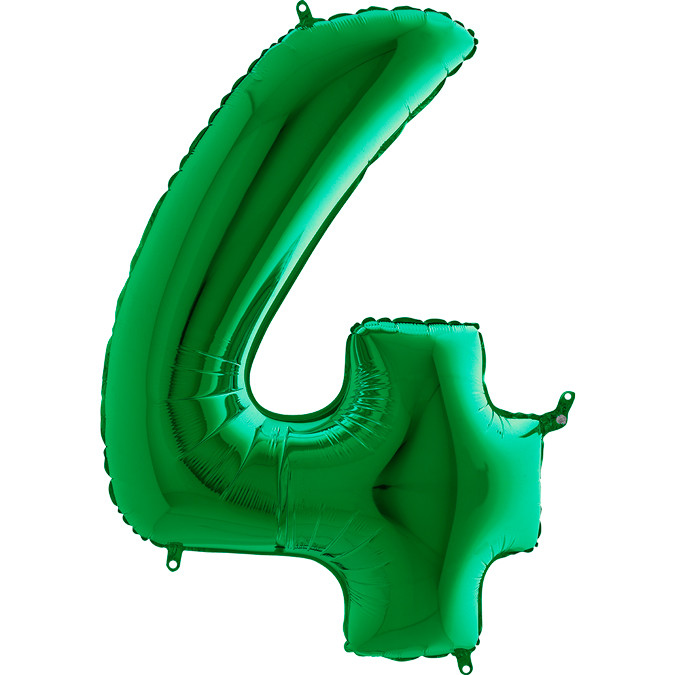 Balon foliowy zielona cyfra "4" / 102 cm