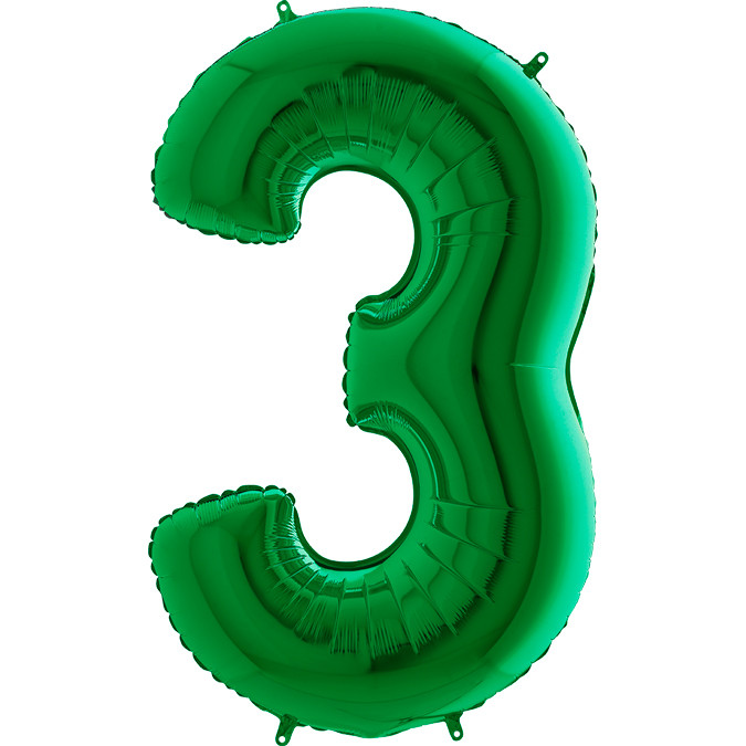 Balon foliowy zielona cyfra "3" / 102 cm