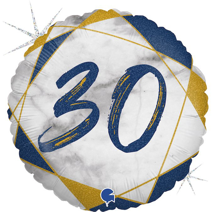 Balon foliowy matowy na "30 urodziny" / 46 cm