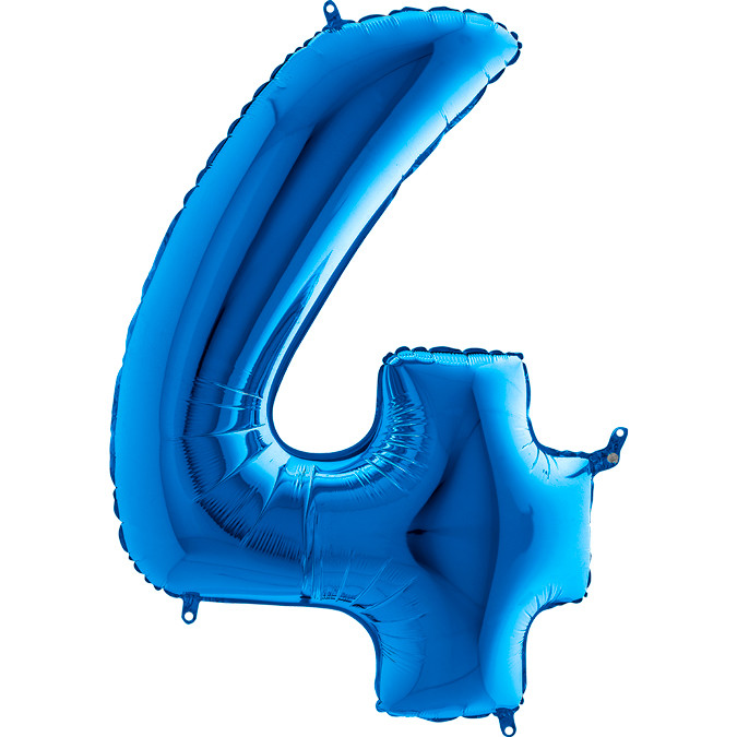 Balon foliowy niebieska cyfra "4" / 102 cm