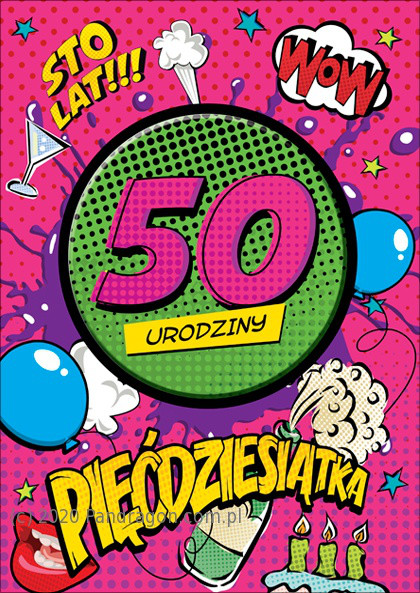Duża kartka urodzinowa na 50 urodziny z plakietką / K.XXL-22