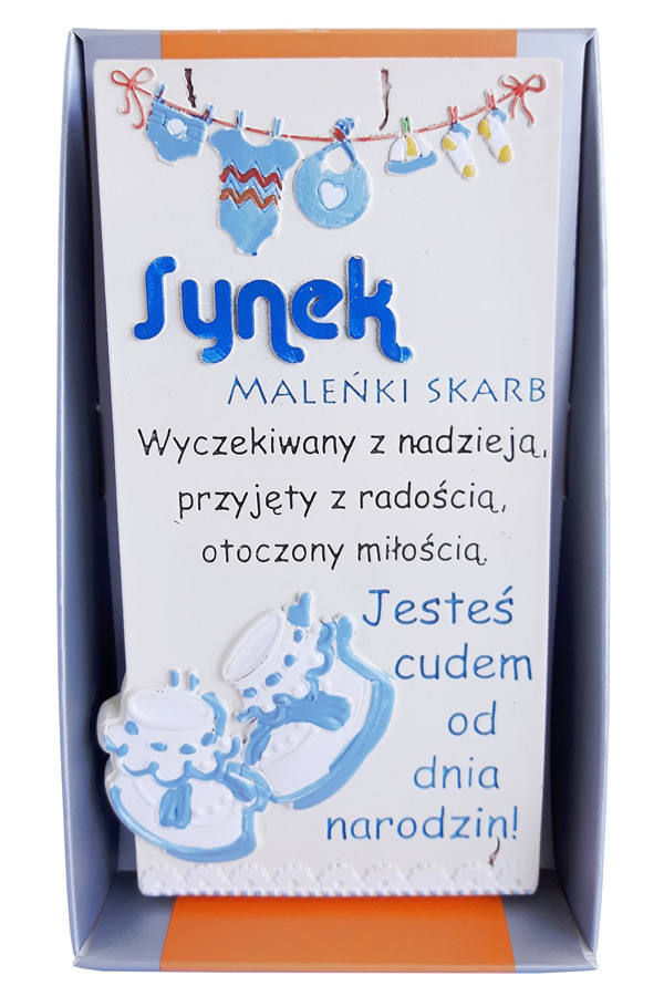 Kamienna tabliczka "Synek - maleńki skarb"