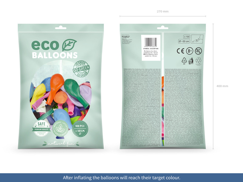 Pastelowe balony lateksowe ECO, mix kolorów