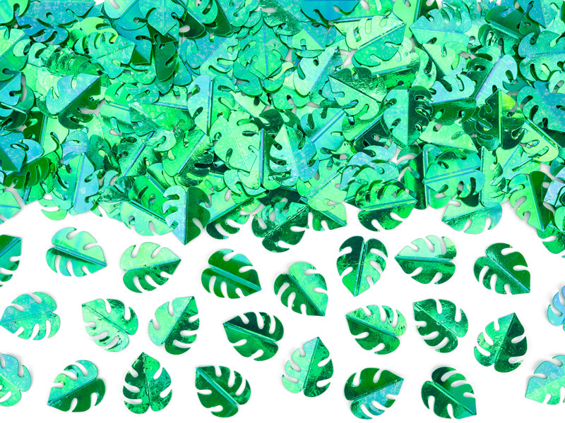 Konfetti metalizowane "Zielone liście"