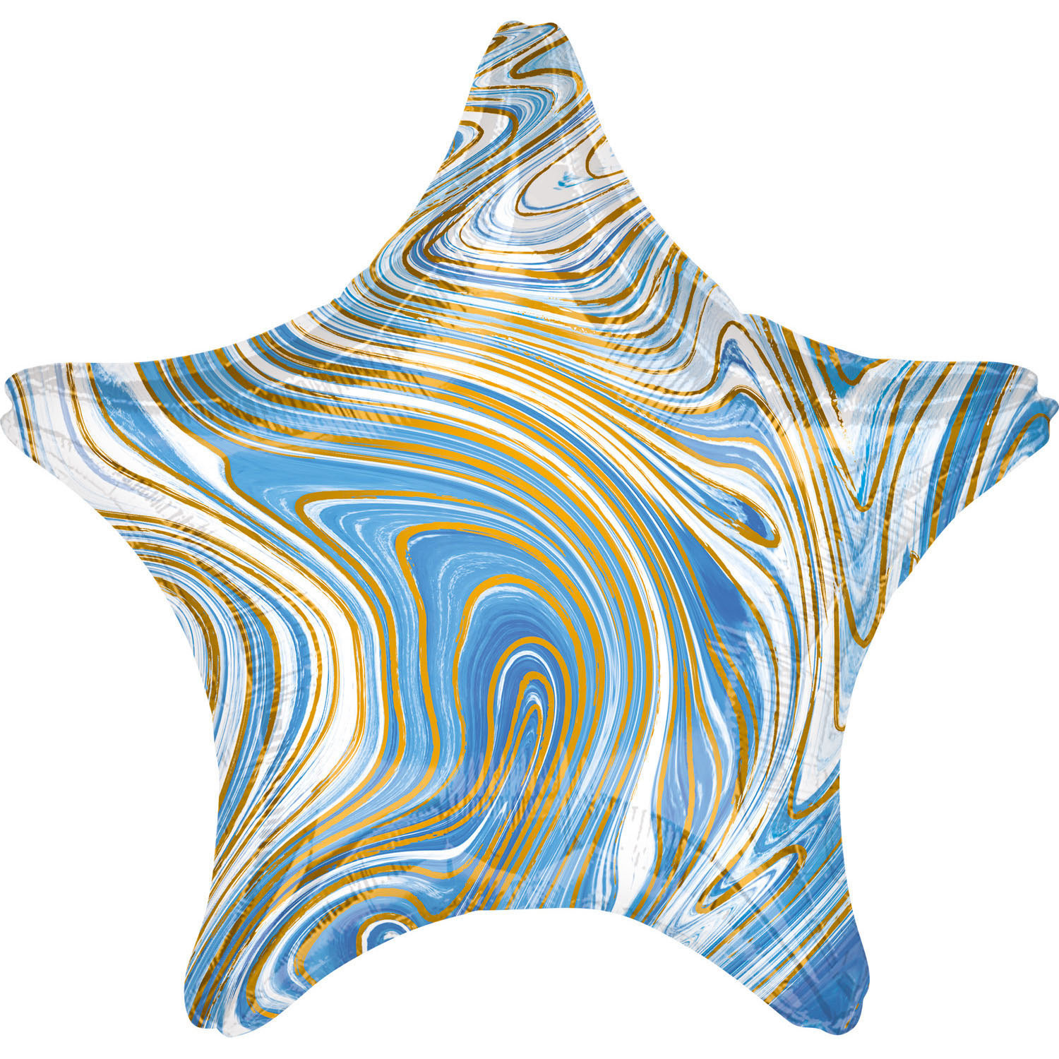 Balon foliowy metalizowany - Gwiazda Marble niebieska / 48 cm