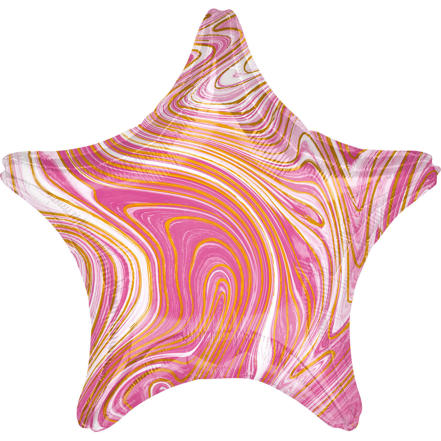 Balon foliowy metalizowany - Gwiazda Marble różowa / 48 cm