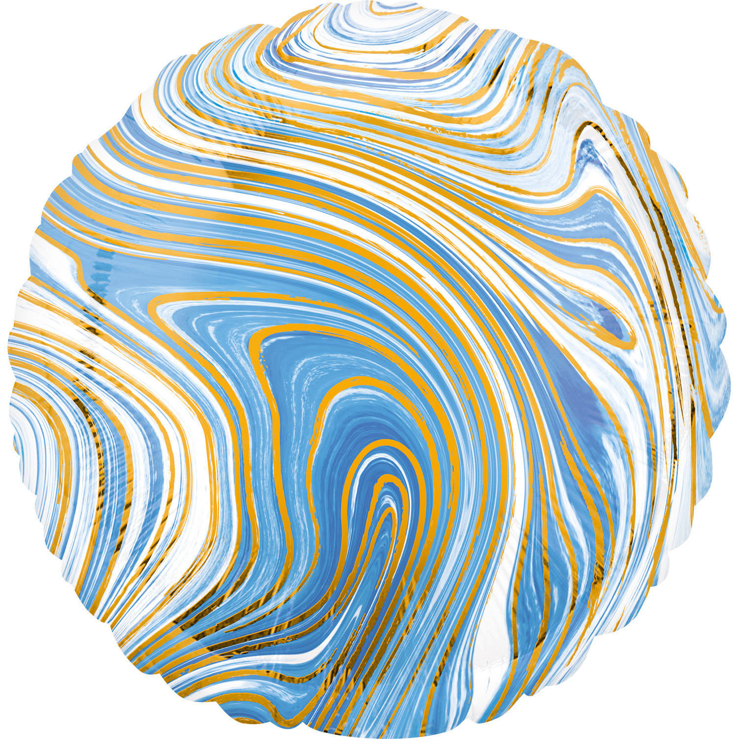 Balon foliowy - Okrągły Marble niebieski / 43 cm