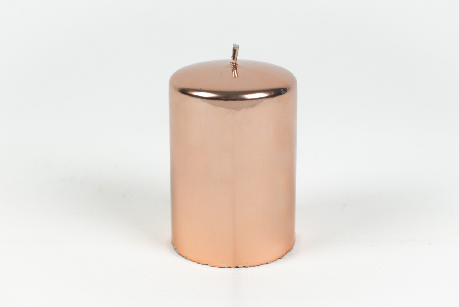 Lustrzana świeca różowe złoto, walec / 10x7 cm