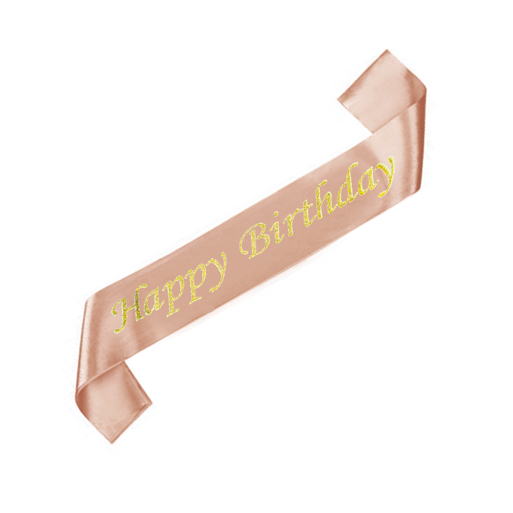 Szarfa różowe złoto z napisem Happy Birthday