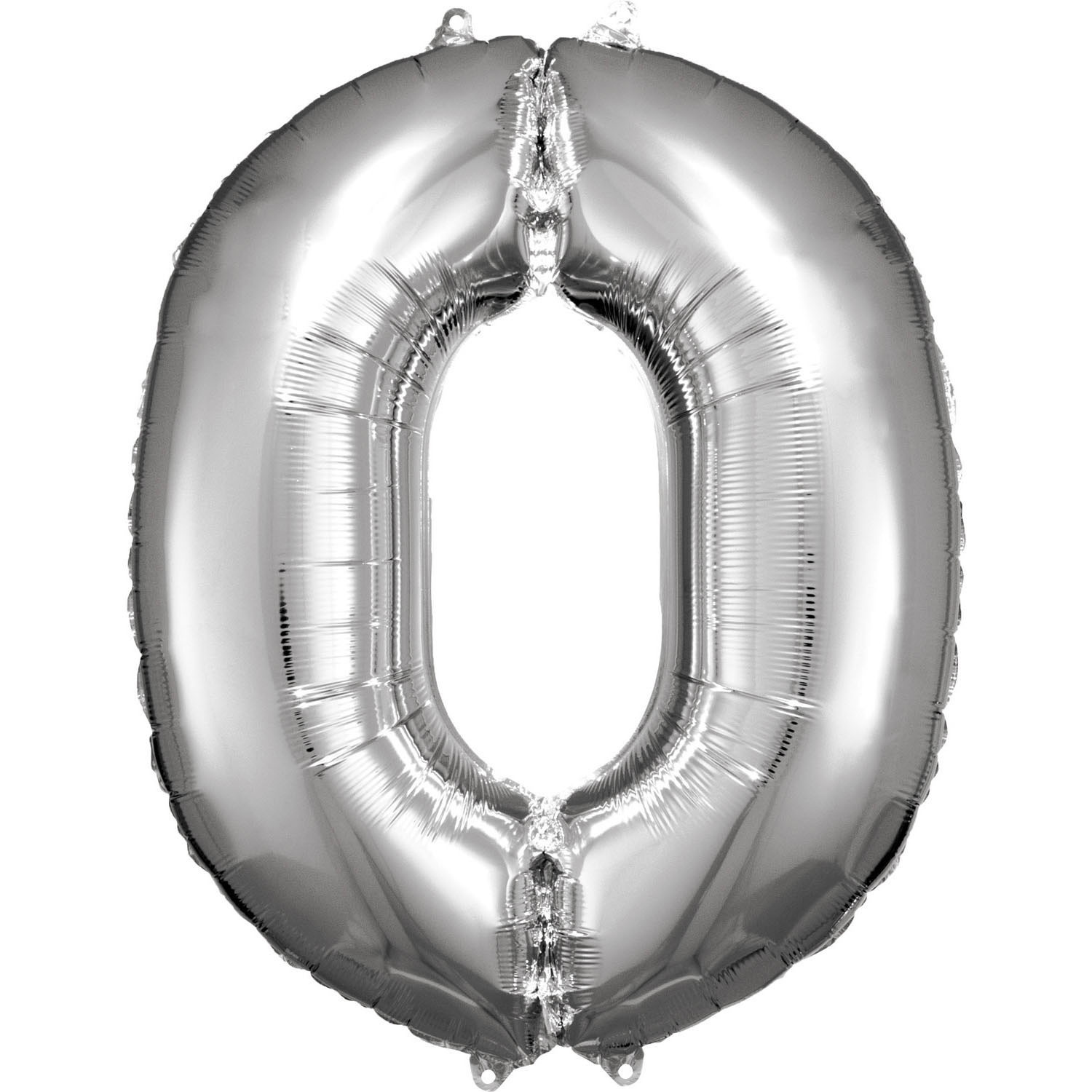 Balon foliowy cyfra 0, srebrny / 86 cm