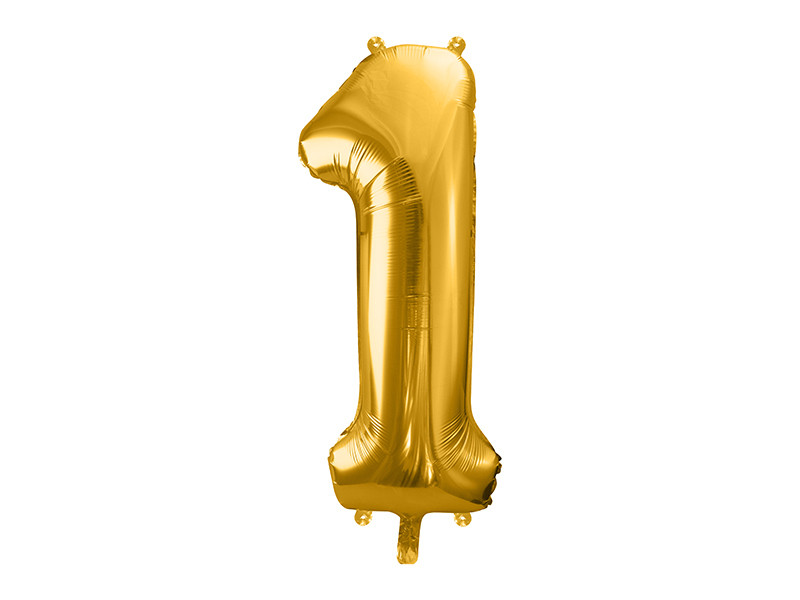 Balon foliowy metalizowany Cyfra "1" złota, 86 cm / FB1M-1-019