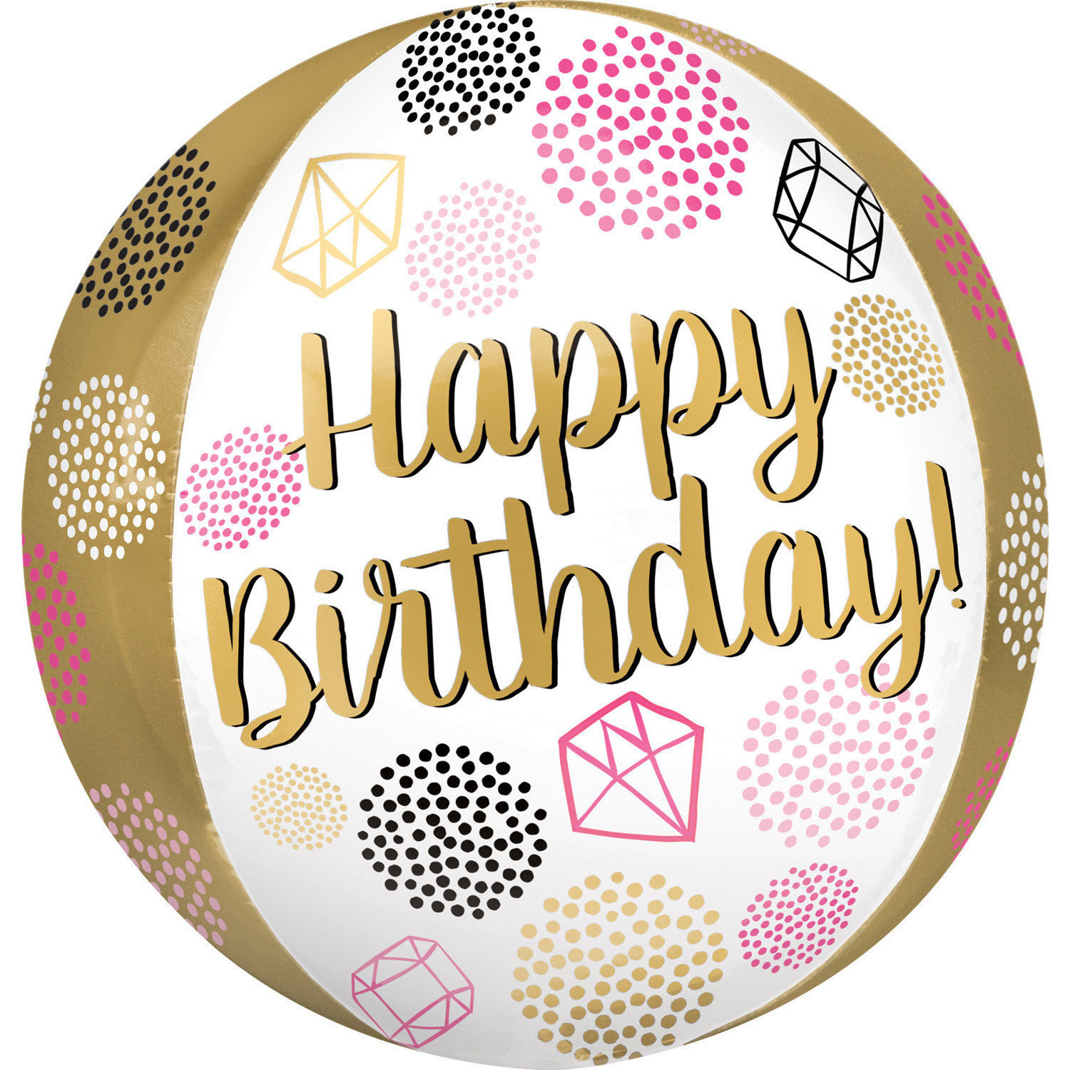 Balon foliowy Orbz - Kula z napisem Happy Birthday