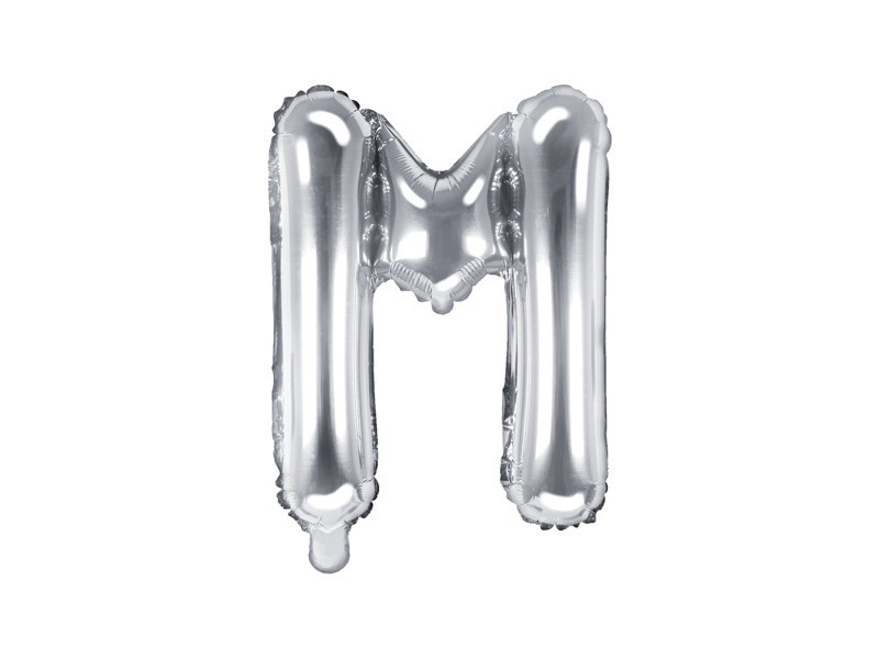 Balon foliowy 14" metalizowany litera "M", srebrna / 35 cm