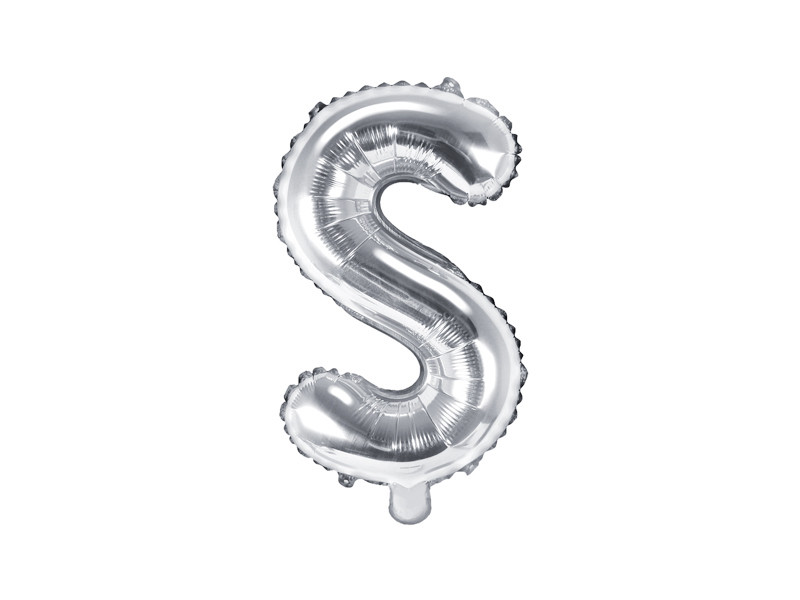 Balon foliowy 14" metalizowany litera "S", srebrna / 35 cm