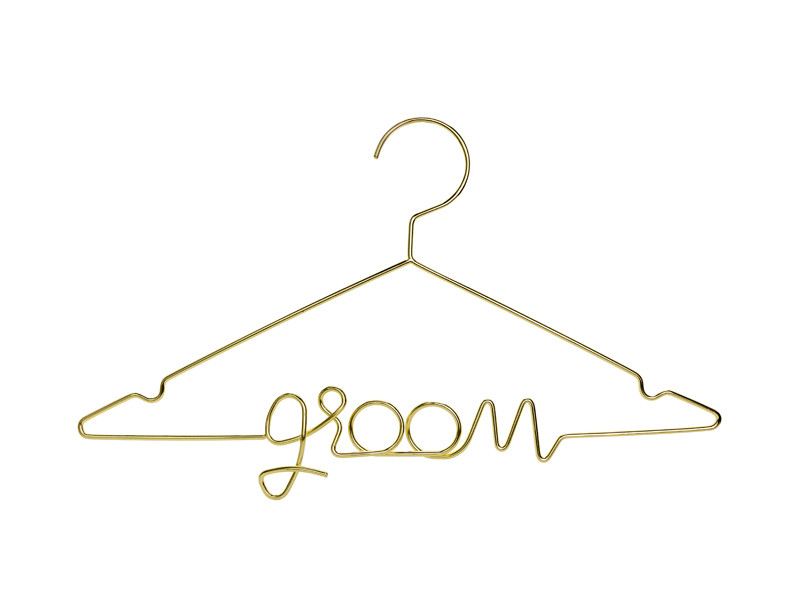 Metalowy wieszak na ubrania dla Pana Młodego "Groom" / 45x27 cm