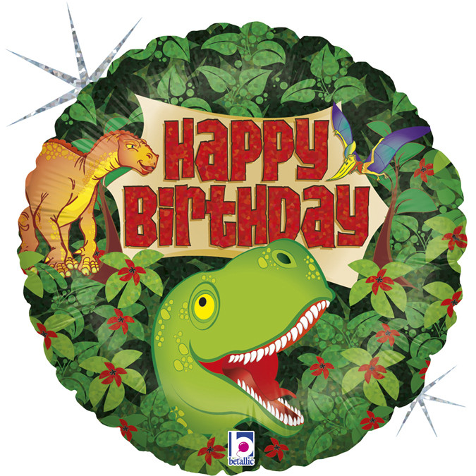Balon foliowy Dinozaur "Happy Birthday" / 46 cm