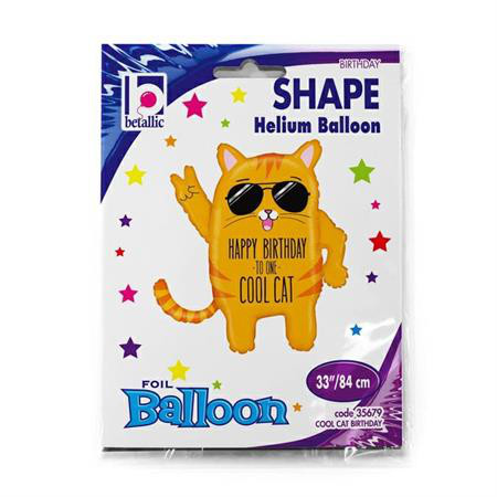 Balon foliowy Kotek "Happy Birthday" / 84 cm