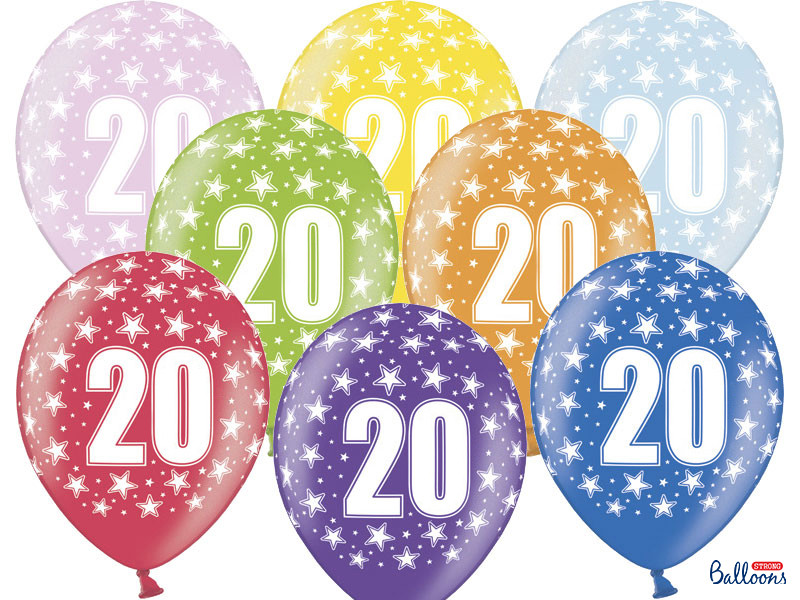 Balony na 20 urodziny, mix kolorów / SB14M-020-000-6