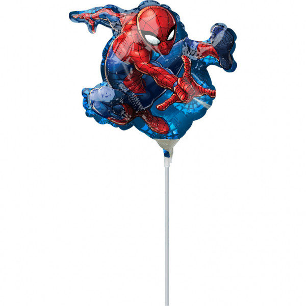 Balon foliowy mini Spiderman  z patyczkiem / 17x25 cm