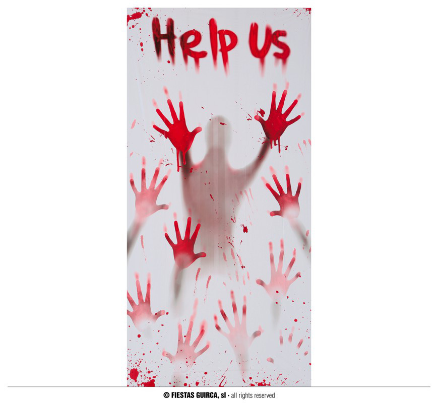 Dekoracja na Halloween na drzwi "Help Us" / 76x152 cm
