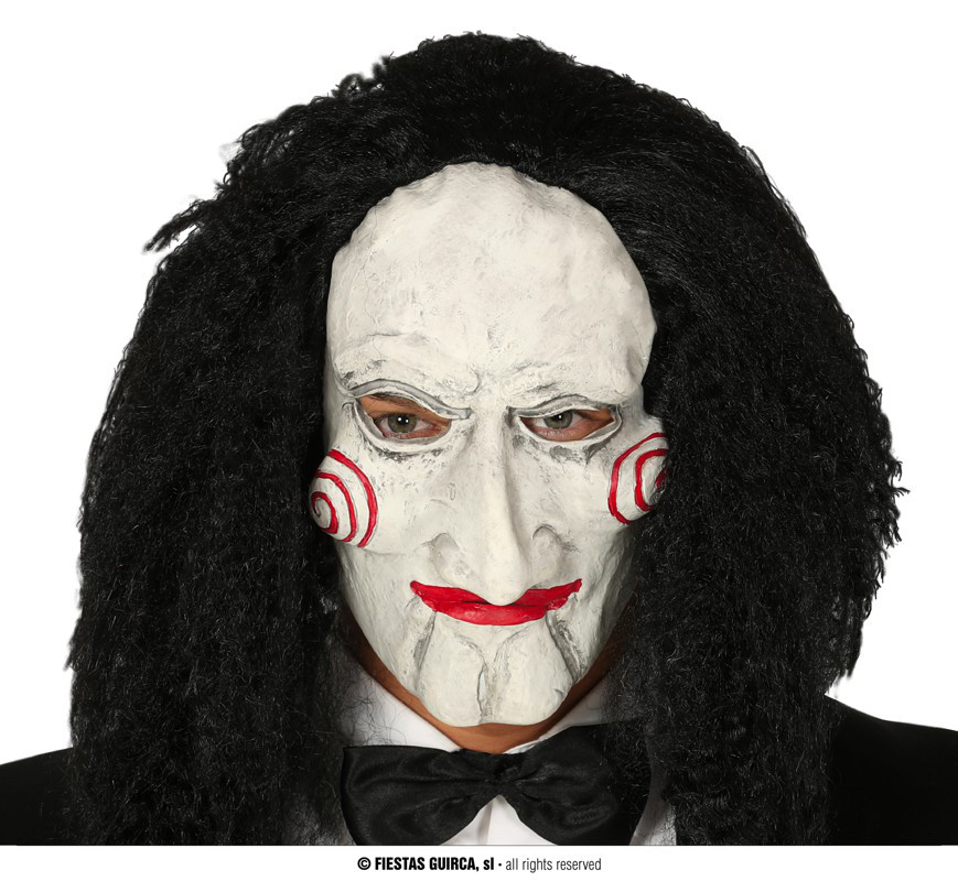Maska na Halloween "Piła" z włosami