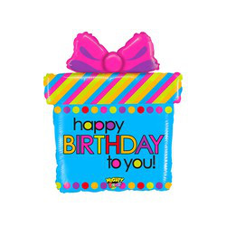 Balon foliowy 27" w kształcie prezentu "Happy birthday to You"