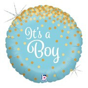 Balon foliowy 18" z napisem "It is a boy", błękitny