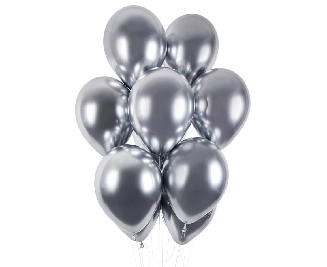 Balony lateksowe 13" Shiny srebrne / 33 cm
