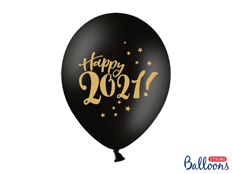 Balony na Sylwestra z napisem "Happy 2021", balony lateksowe