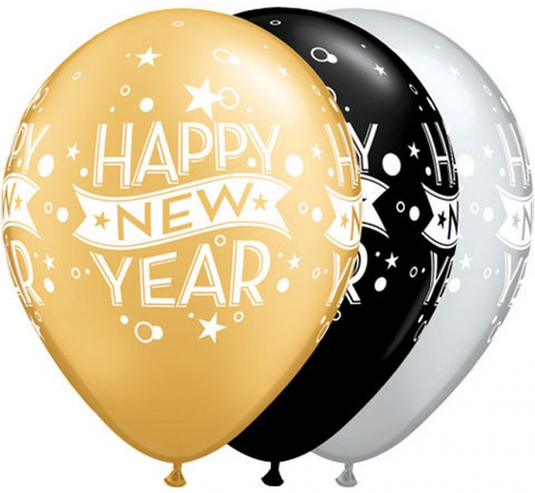 Balony na Sylwestra "Happy New Year", balony lateksowe / mix specjalny
