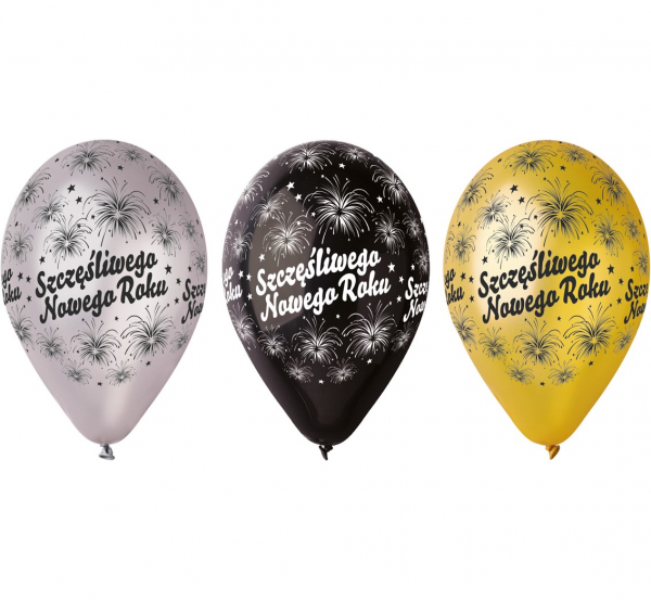 Balony na Sylwestra "Szczęśliwego Nowego Roku", balony lateksowe / mix