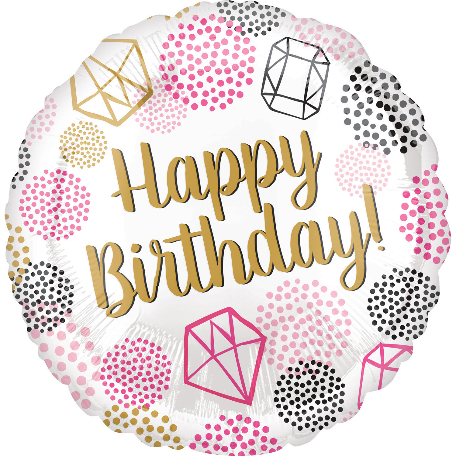 Balon urodzinowy z diamentami "Happy Birthday"
