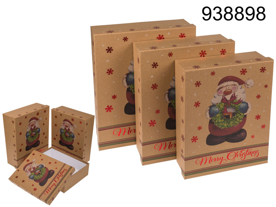 Pudełko prezentowe ze Świętym Mikołajem / 33x26x10