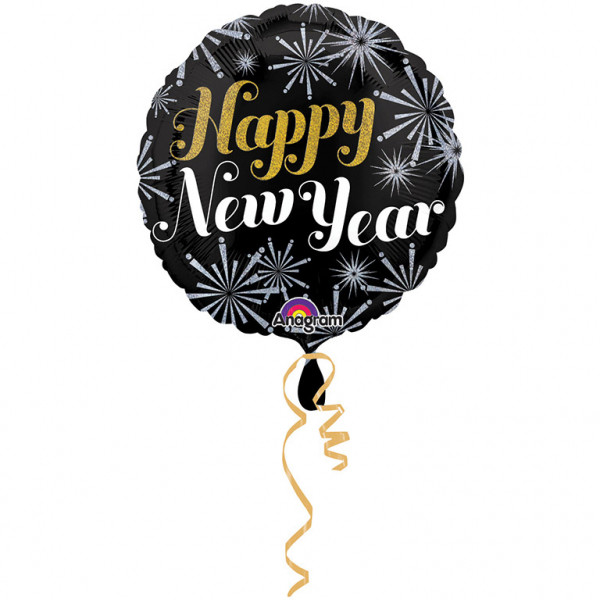 Balon na Sylwestra "Happy New Year", balon foliowy / 45 cm