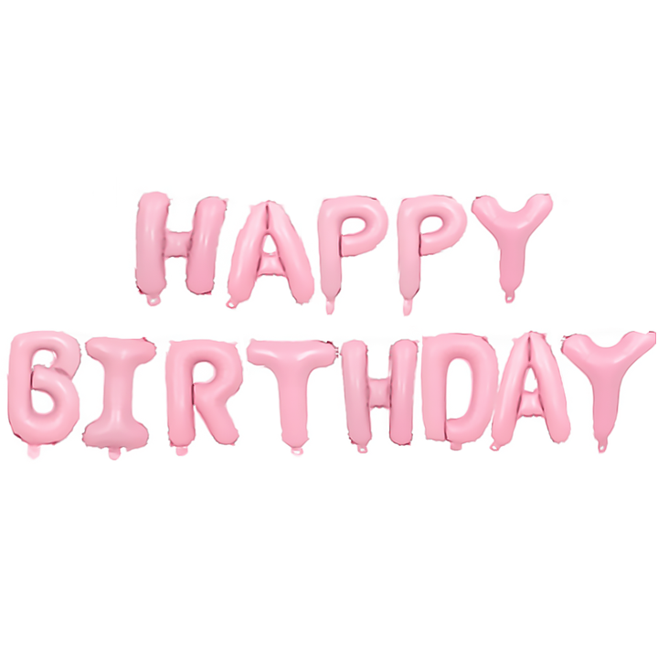 Balonowy napis "Happy Birthday", różowy