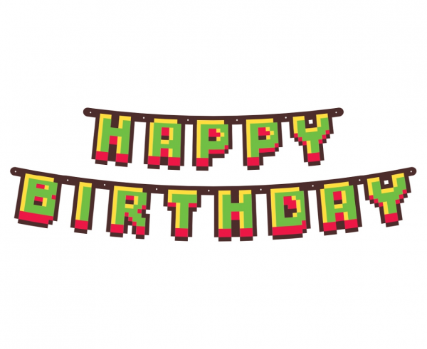Girlanda papierowa Happy Birthday "Game On" / 160 cm