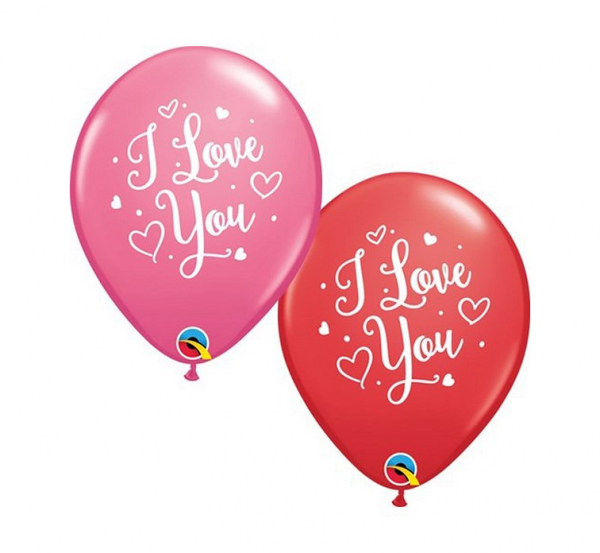 Balony lateksowe QL 11" z nadrukiem "I Love You"