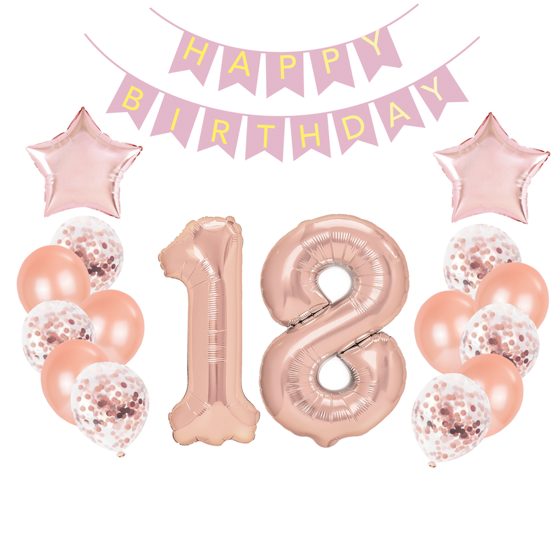 Zestaw balonów na 18 urodziny, różowe złoto