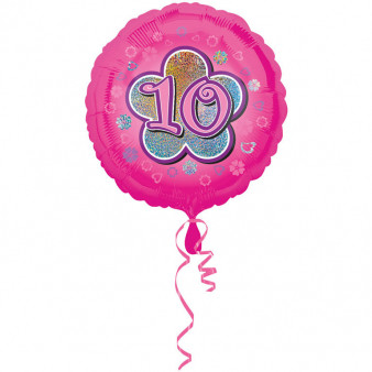 Balon foliowy na "10 urodziny - Kwiat" / 45 cm