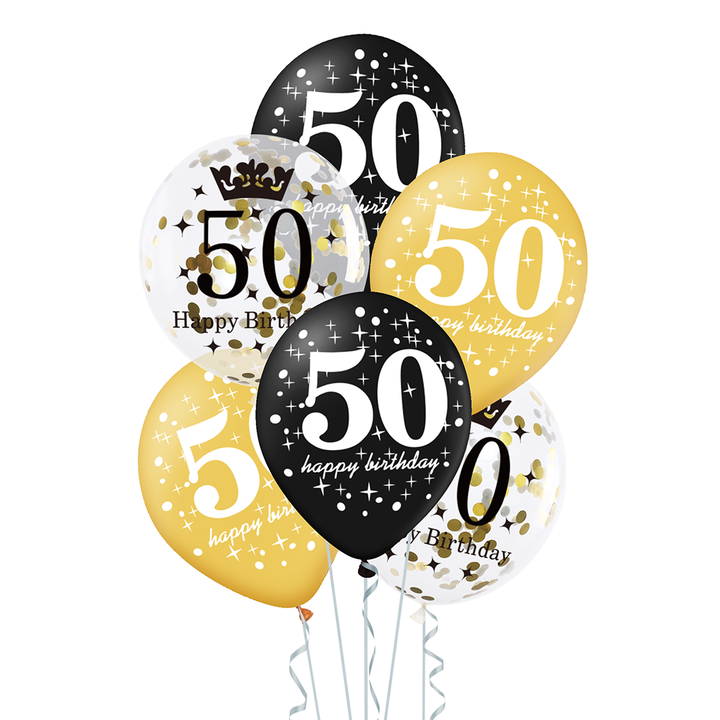 Zestaw balonów 50 urodziny z konfetti