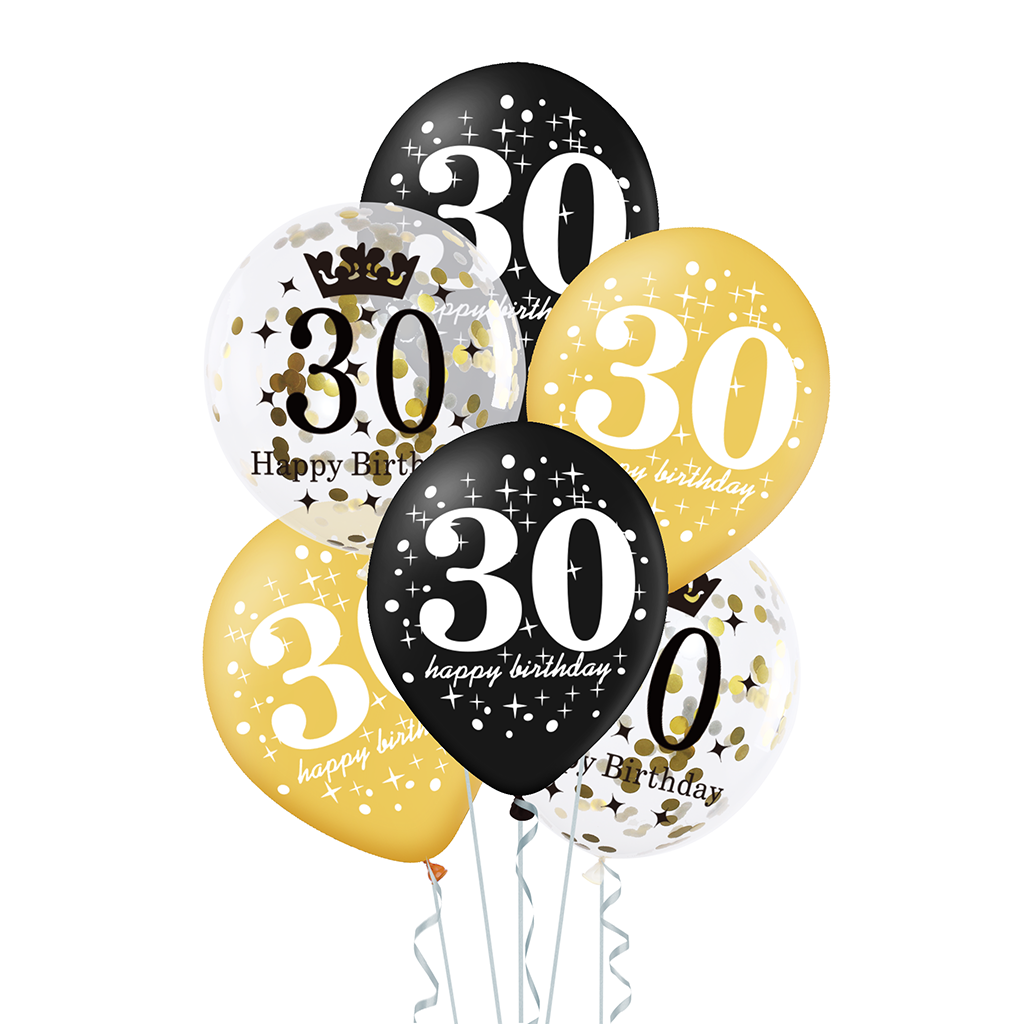 Zestaw balonów 30 urodziny z konfetti