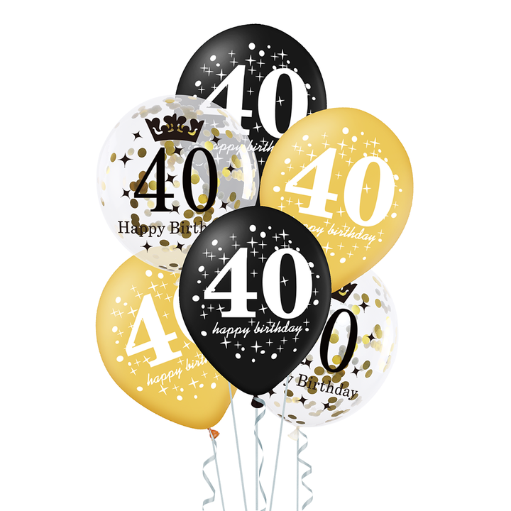 Zestaw balonów 40 urodziny z konfetti