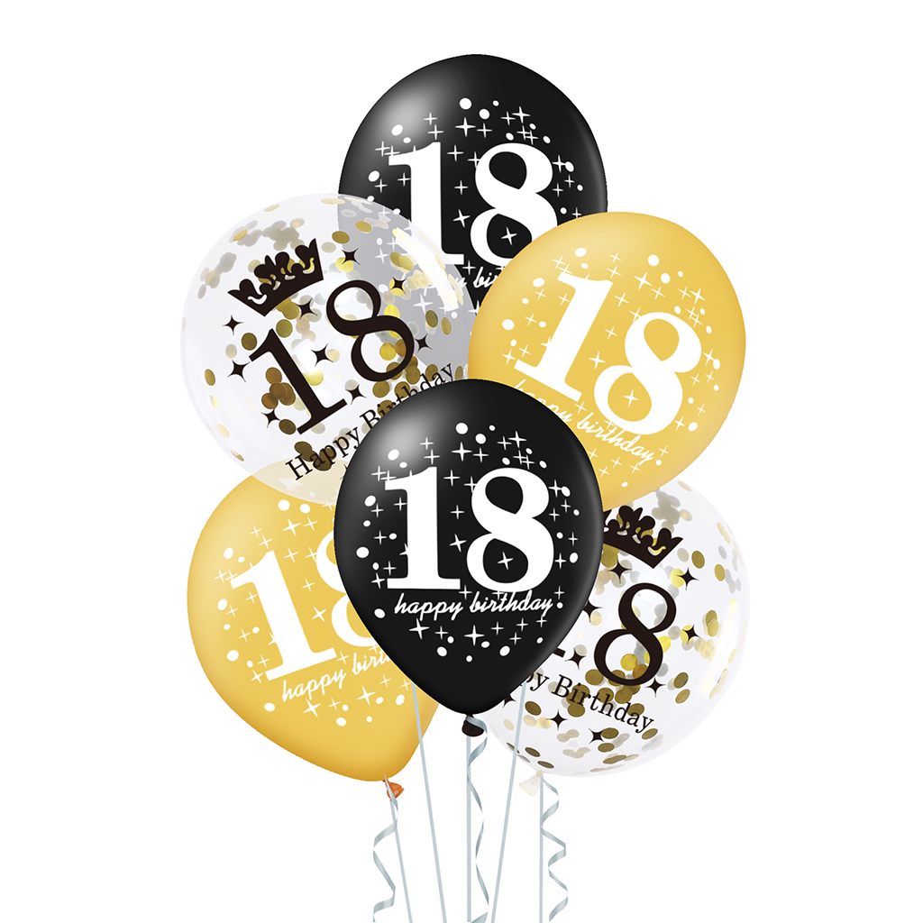 Zestaw balonów 18 urodziny z konfetti
