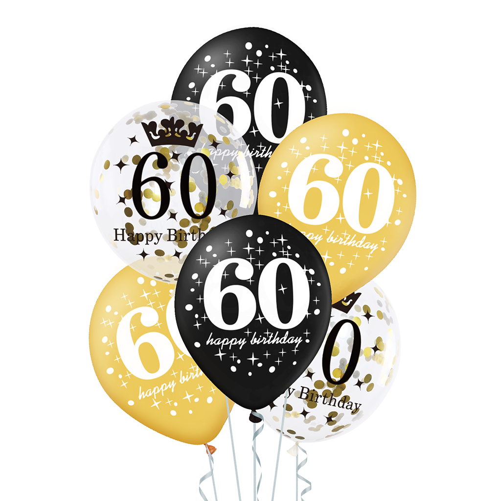 Zestaw balonów 60 urodziny z konfetti