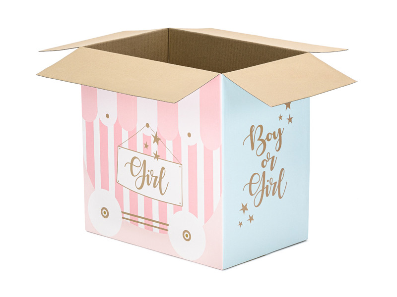 Karton do balonów - Boy or Girl / 60x40x60 cm (osobno doliczane koszty niegabarytowej przesyłki)